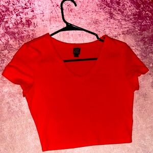 Wild Fable Bright Red Short Sleeve Crop Top